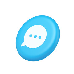 Think bubble chat button online dialogue social network communication 3d isometric realistic icon