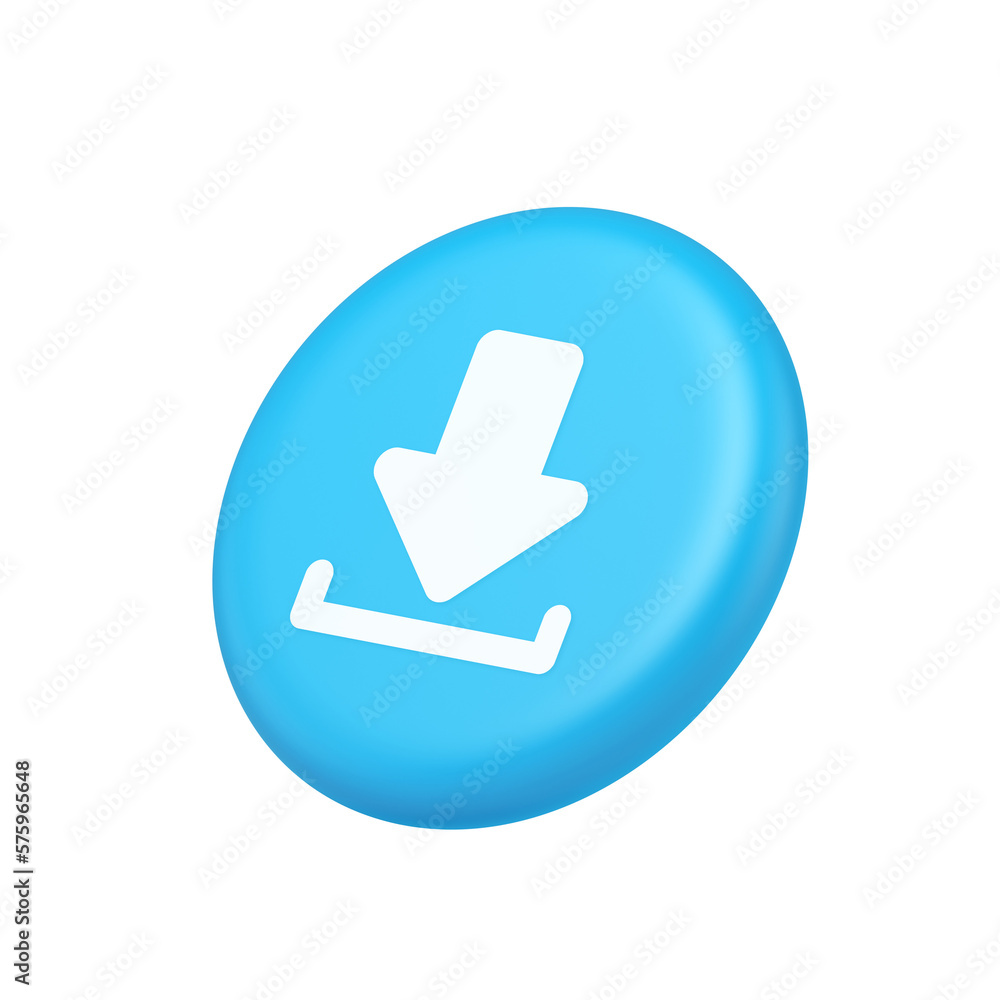Aufkleber download down arrow cyberspace information storage button internet file browsing 3d side view icon