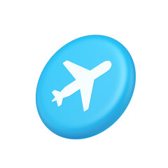 Airplane plane travel button flying vehicle commercial jet navigation 3d isometric realistic icon