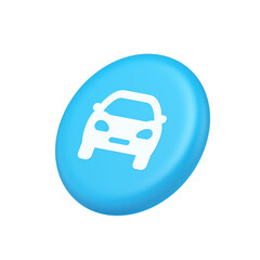 Car automobile button urban travel traffic transportation drive rent repair 3d isometric realistic icon