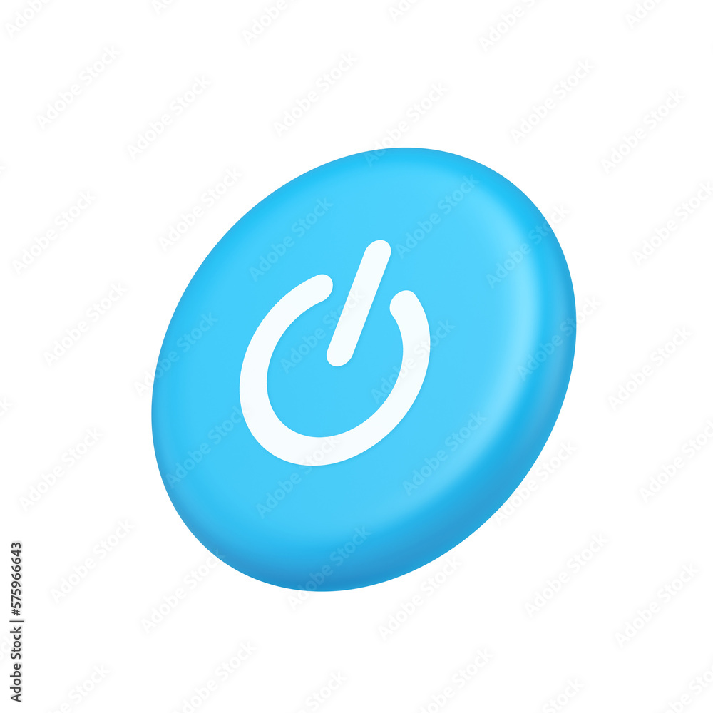 Poster shutdown turn on off button energy switch power start stop web app design 3d isometric realistic ico
