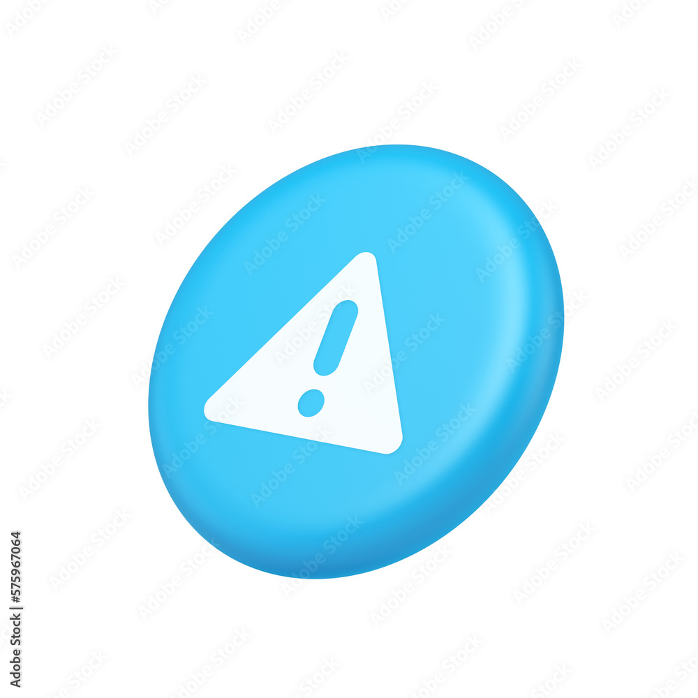 Aufkleber exclamation point triangle button attention advice mark important information 3d side view icon