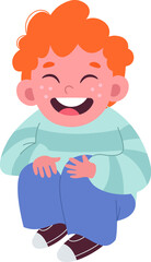 Obraz premium Laughing boy flat icon Smiling Cute emotions