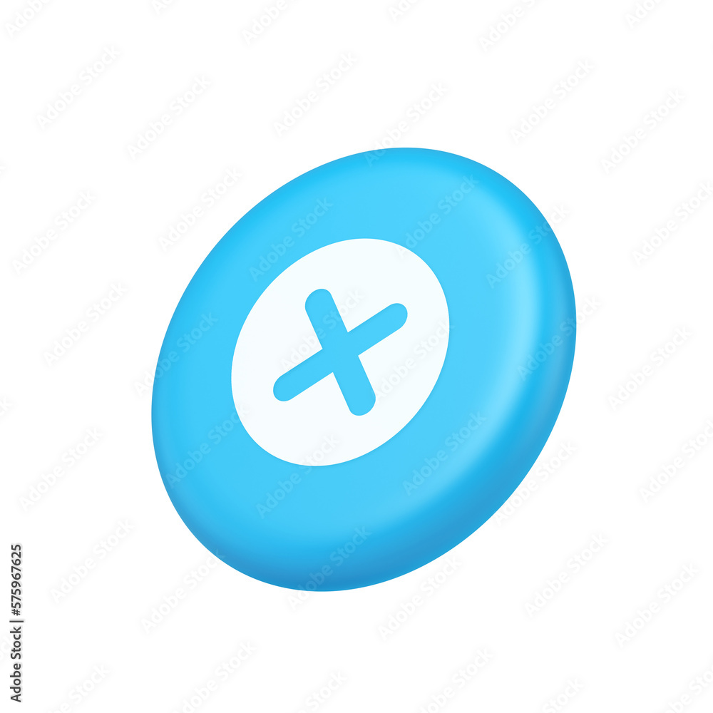 Poster cross button cancel reject decline negative forbidden fail 3d isometric realistic icon