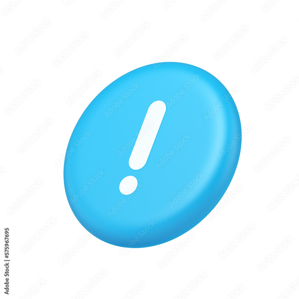 Poster exclamation mark keyboard button important attention point cyberspace communication 3d side view ico