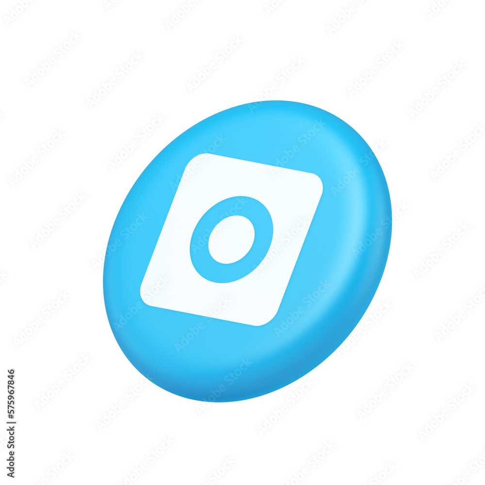 Poster camera photo video shooting button multimedia content creation web application 3d side view icon