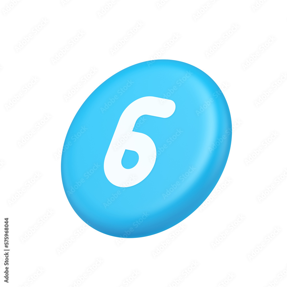 Poster six blue button number calculator finance counting user interface keyboard panel 3d side view icon