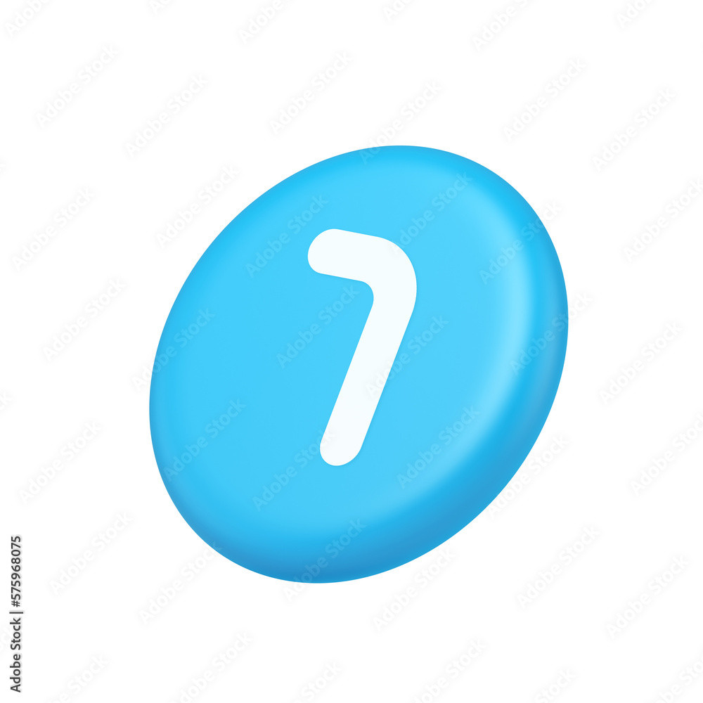 Aufkleber seven number blue button accounting financial service web application panel 3d side view icon