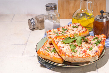 Homemade loaded baguette pizza