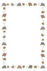 紫陽花とカタツムリのフレーム　カラー