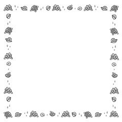 紫陽花とカタツムリのフレーム　1色　正方形