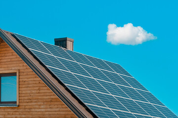 Photovoltaic or solar panels on a house roof