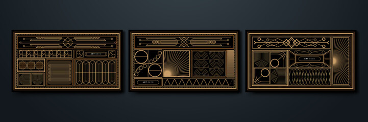 Golden Art Deco Line Background. Retro Luxury Vintage Art Minimalist Border Pattern Geometric Line Graphic Design