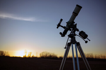 Astronomical telescope and equipment for observing stars, Milky way, Moon and planets.