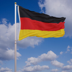 Fototapeta na wymiar Flag of Germany with Sky Background