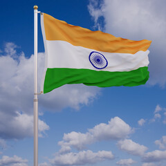 Flag of India with Sky Background