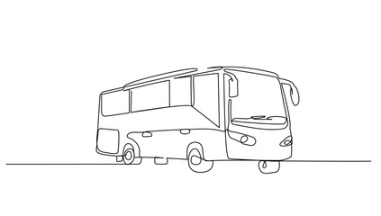 Continuous line art or One Line drawing bus for vector illustration, public transportation. bus traveling concept. graphic design modern continuous line drawing