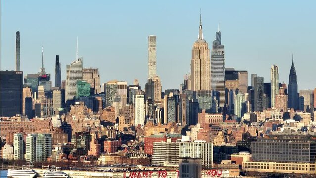 Midtown Manhattan with Empire State Building - aerial footage - drone photography