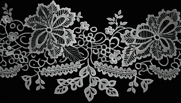 lace doily on black, PNG, generative IA