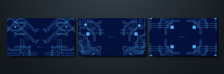 Blue Art Deco Line Background. Retro Luxury Vintage Art Minimalist Border Pattern Geometric Line Graphic Design