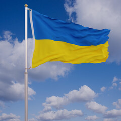 Flag of Ukraine with Sky Background