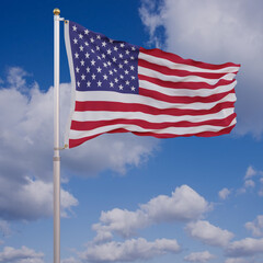 Flag of The USA with Sky Background