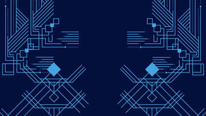 Blue Art Deco Line Background. Retro Luxury Vintage Art Minimalist Border Pattern Geometric Line Graphic Design