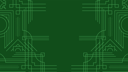 Green Art Deco Line Background. Retro Luxury Vintage Art Minimalist Border Pattern Geometric Line Graphic Design