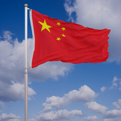 Flag of China with Sky Background