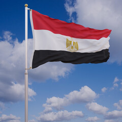 Flag of Egypt with Sky Background
