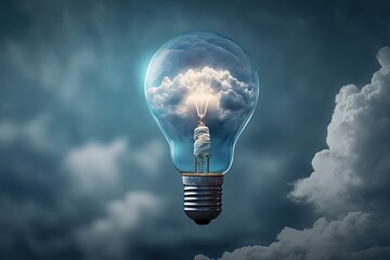 Background illustration with light bulb, concept of ideas and personal development. Generative AI