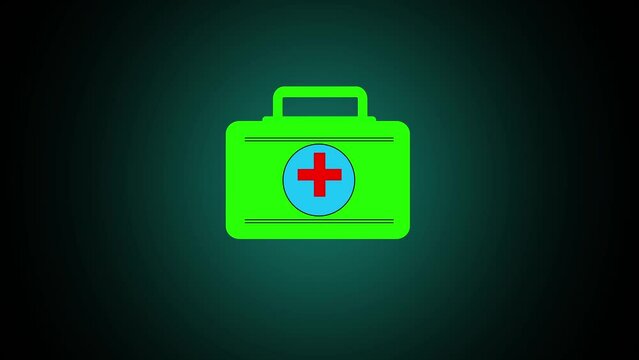 Abstract green and red color healthcare first aid box icon beautiful motion graphics.