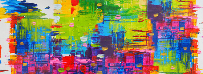 Fototapeta premium Hand draw digital painting abstract art panorama background colors texture design illustration..