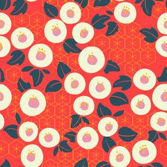 Vector Retro Vintage Japanese, Korean or Chinese Style Abstract Floral Seamless Surface Pattern for Products, Fabric or Wrapping Paper Prints.