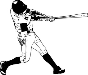 baseball player, sketch illustration - isolated on the transparent background