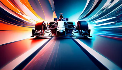 Papier Peint photo F1 Motorsport f1 racing track in motion. Generative AI
