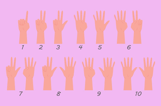 Counting hand sign, finger gestures, hands set