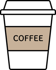 コーヒーの蓋付き紙コップのシンプルなアイコン（COFFEEの文字入り）