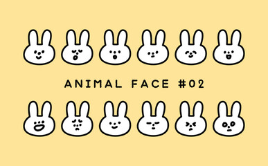 ゆるいウサギのいろんな表情アイコン12種セット