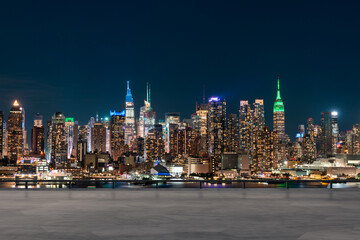 Skyscrapers Cityscape Downtown, New York Skyline Buildings. Beautiful Real Estate. Night time....