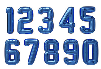 Glossy 3D numbers from 1 to 10 in metallic balloon style. Rendered in old school blue font. Combination for social media post about sports and competitions.