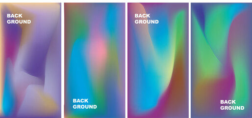 Design backgrounds set with modern abstract blurred color gradient patterns. Templates collection for brochures, posters, banners, flyers and cards. Vector illustration.