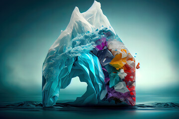 Abstract Background Textures. Cropped Shot Of Plastic Bag Over Blue Background. Generative Ai