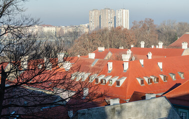 A panoramic view of the roofs of the houses of the old part of Petrovaradin, from the Petrovaradin fortress.