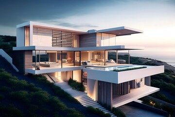 modern luxury house ,digital illustration generative AI
