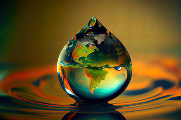 Fototapeta premium Global warming climate change world illustration graphic illustration of a melting earth vector. Generative Ai