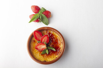 Classic French creme brulee - top view 