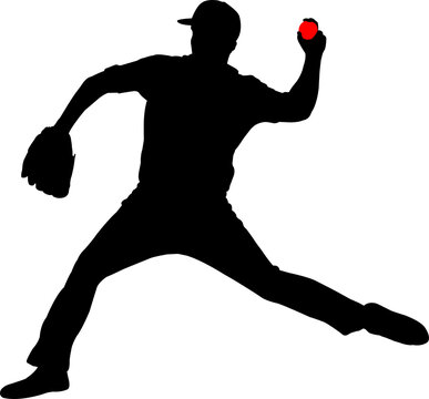 recommend clip art: baseball player silhouettes - illustration, isolated on the transparent background