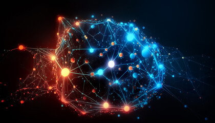 Obraz premium system of digitalization processor or Neural networks of Artificial Intelligence.power and hardware management.communication of data line and memory.generative ai technology
