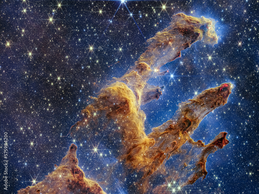 Wall mural field galaxies space telescope first photo. high resolution image. futuristic deep space constellati